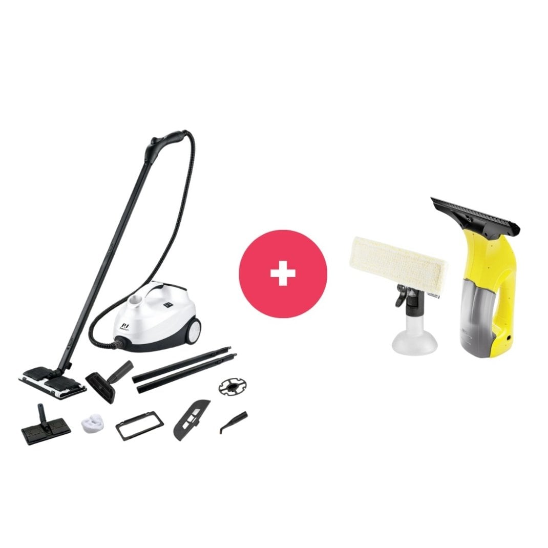 Pirantech Buharlı Temizlik Makinesi + 1 Adet Tek Kullanımlık Bez & Karcher Cam Temizleme Makinesi
