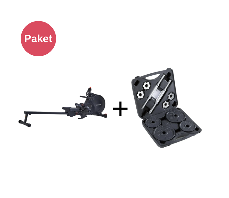 DECATHLON DOMYOS Essential 120 Kürek Çekme Makinesi + Kas Geliştirme Ağırlık Seti - 20 kg
